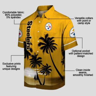 Steelers Beach Sunset Hawaiian Shirt, NFL Tropical Vacation Shirt for Fans