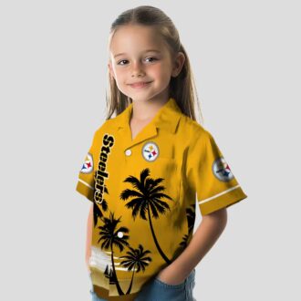 Steelers Beach Sunset Hawaiian Shirt, NFL Tropical Vacation Shirt for Fans