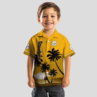 Steelers Beach Sunset Hawaiian Shirt, NFL Tropical Vacation Shirt for Fans