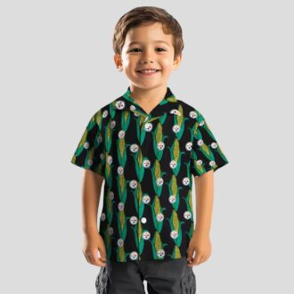 Steelers Black Green Hawaiian Shirt, Unique Corn Design Summer Tailgate Apparel