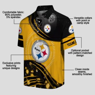 Steelers Football Tropical Hawaiian Shirt - Gold & Black Wave Pattern Style