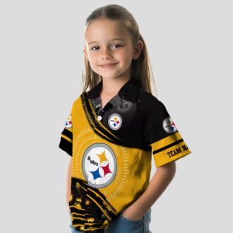 Steelers Football Tropical Hawaiian Shirt - Gold & Black Wave Pattern Style
