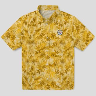 Steelers Gold Leaf Hawaiian Shirt, NFL Tropical Aloha Shirt for Men & Fans