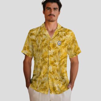 Steelers Gold Leaf Hawaiian Shirt, NFL Tropical Aloha Shirt for Men & Fans