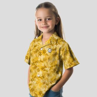 Steelers Gold Leaf Hawaiian Shirt, NFL Tropical Aloha Shirt for Men & Fans