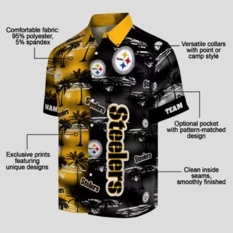 Steelers Palm Silhouettes Gold Shirt, Custom NFL Aloha Hawaiian Shirt for Fans & Beach Lovers