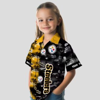 Steelers Palm Silhouettes Gold Shirt, Custom NFL Aloha Hawaiian Shirt for Fans & Beach Lovers