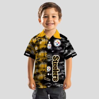 Steelers Palm Silhouettes Gold Shirt, Custom NFL Aloha Hawaiian Shirt for Fans & Beach Lovers