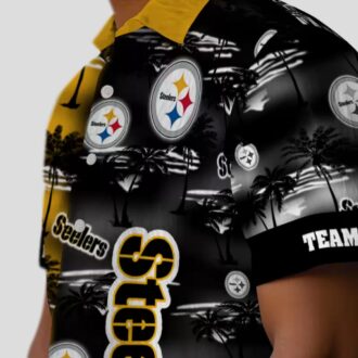 Steelers Palm Silhouettes Gold Shirt, Custom NFL Aloha Hawaiian Shirt for Fans & Beach Lovers