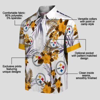Steelers Patriotic Hibiscus Shirt, Gold White NFL Hawaiian Shirt for Beach & Vacation