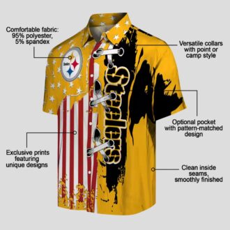 Steelers Stitched Flag Gold Hawaiian Shirt, Best NFL Summer Beachwear and Vacation Shirt