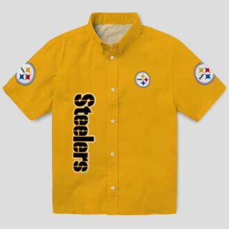 Steelers Stuart Minion Gold Hawaiian Shirt, NFL Team Aloha Shirt for Game Day & Vacation