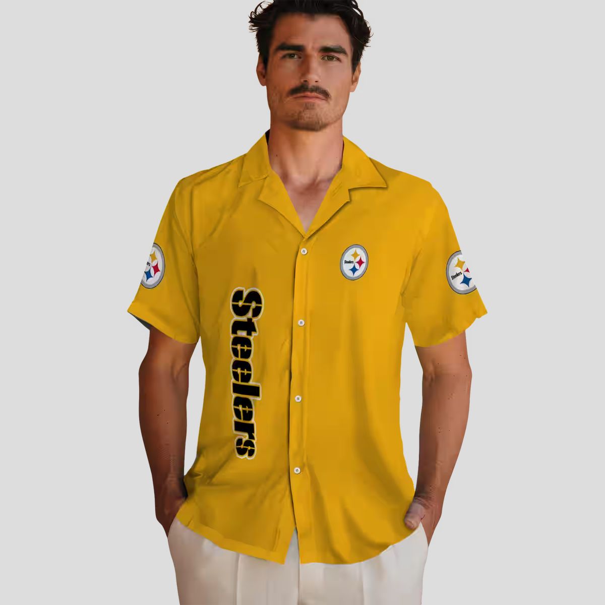 Steelers Stuart Minion Gold Hawaiian Shirt, NFL Team Aloha Shirt for Game Day & Vacation