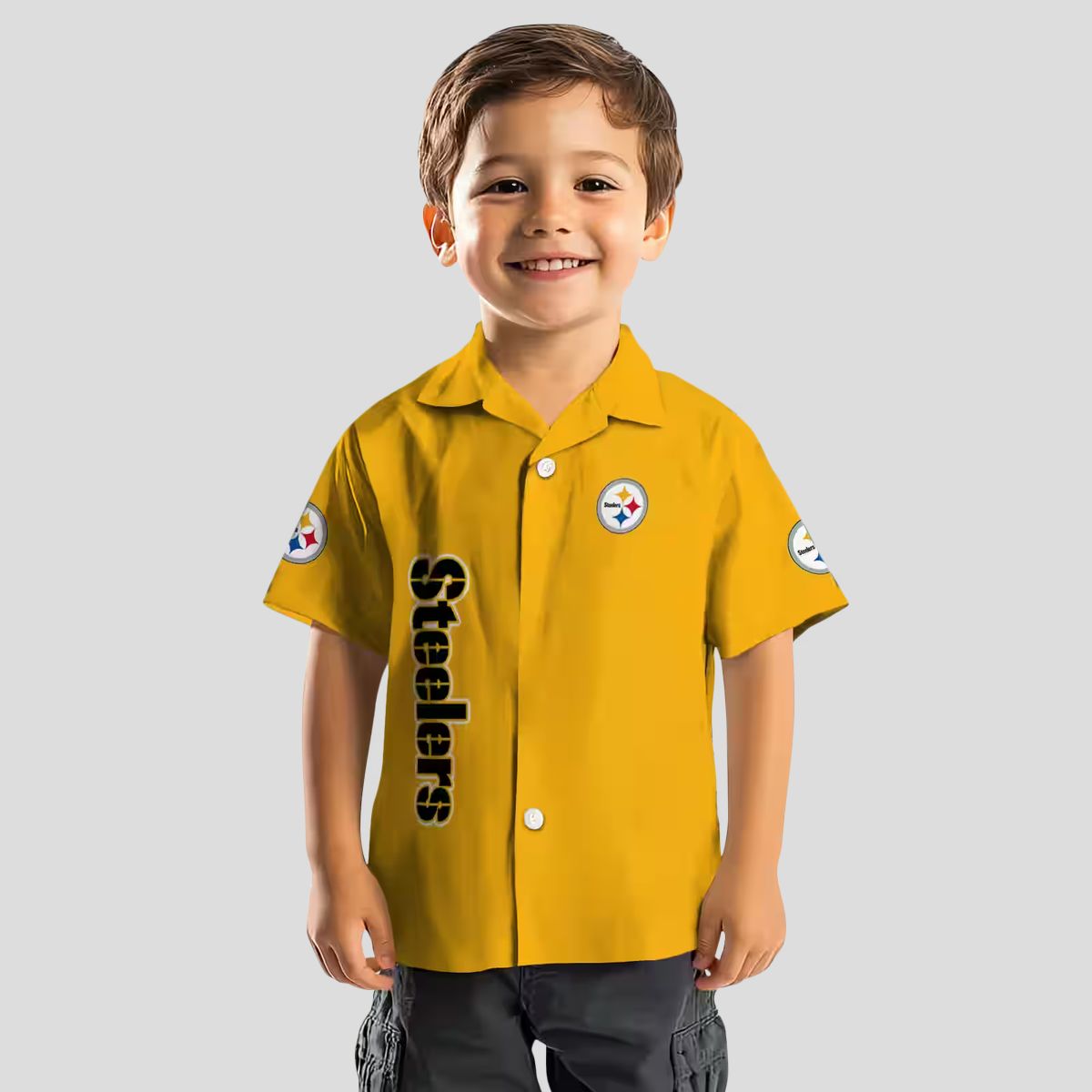 Steelers Stuart Minion Gold Hawaiian Shirt, NFL Team Aloha Shirt for Game Day & Vacation
