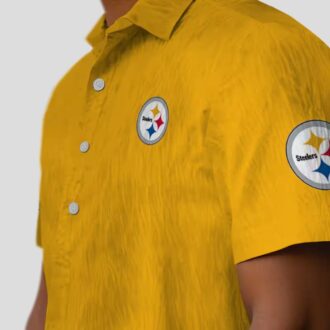 Steelers Stuart Minion Gold Hawaiian Shirt, NFL Team Aloha Shirt for Game Day & Vacation