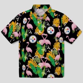 Women's Pittsburgh Steelers Aloha Shirt, Foliage Gold Green Hawaiian Shirt