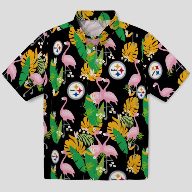 Women's Pittsburgh Steelers Aloha Shirt, Foliage Gold Green Hawaiian Shirt