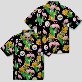 Women's Pittsburgh Steelers Aloha Shirt, Foliage Gold Green Hawaiian Shirt