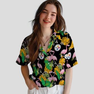 Women's Pittsburgh Steelers Aloha Shirt, Foliage Gold Green Hawaiian Shirt