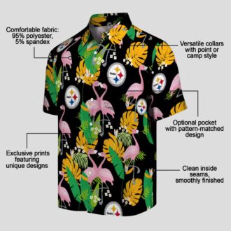 Women's Pittsburgh Steelers Aloha Shirt, Foliage Gold Green Hawaiian Shirt