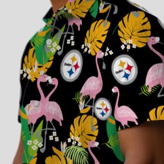 Women's Pittsburgh Steelers Aloha Shirt, Foliage Gold Green Hawaiian Shirt