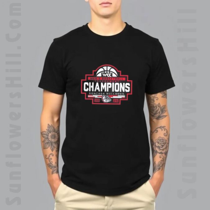 Limited Edition Gonzaga Bulldogs 2025 WCC Champions Shirt, NCAA Basketball Gift for Fans