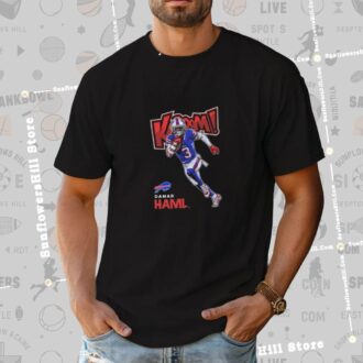 Kaboom Damar Hamlin Buffalo Bills NFL T-Shirt, Official Kaboom Art by Carl Cordes