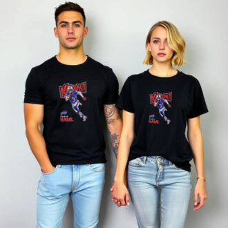 Kaboom Damar Hamlin Buffalo Bills NFL T-Shirt, Official Kaboom Art by Carl Cordes