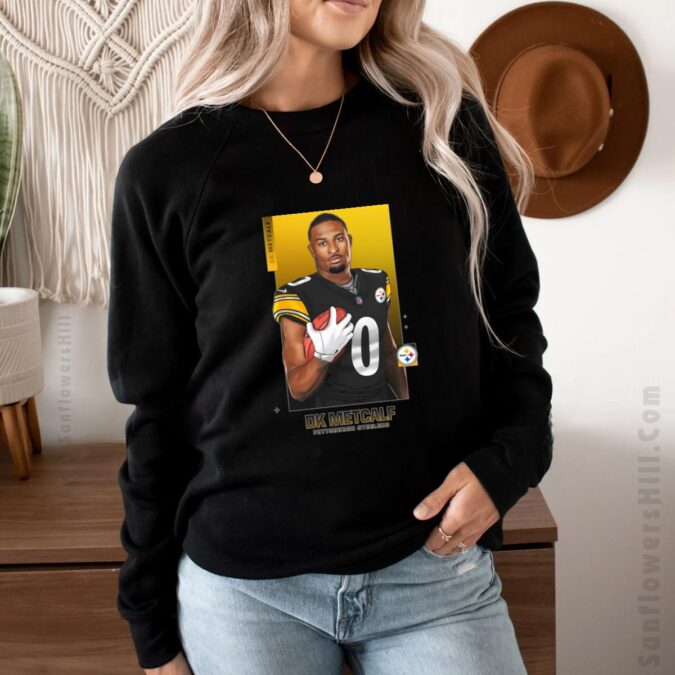 Pittsburgh Steelers x DK Metcalf T-Shirt, Black & Gold NFL Football Art for True Fans