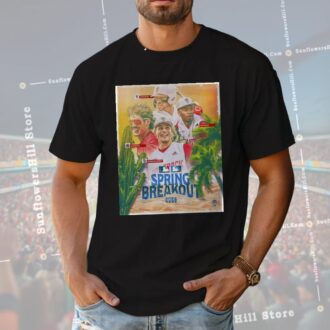 2025 MLB Spring Breakout NC State Wolfpack Baseball Poster T-Shirt with Cozart, Serrano III, Butterworth, Groover