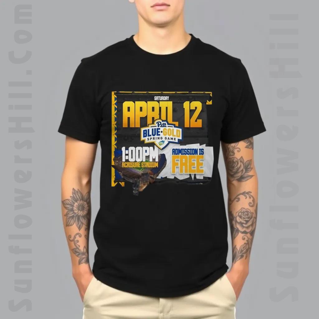 Pittsburgh Panthers Blue Gold Spring Game T-Shirt - Official 2025 April 12, Free Admission, Acrisure Stadium