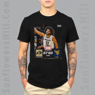 Colorado Buffaloes vs West Virginia Official T-Shirt - Big 12 Championship 67-60 Final Score