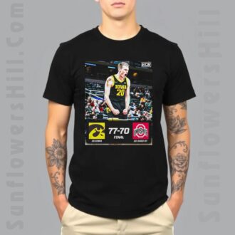 Iowa Hawkeyes vs Ohio State Buckeyes 77-70 Big Ten 2025 T-Shirt for Fans
