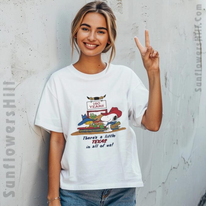 Texas in All of Us 150 Years T-shirt, Snoopy & Woodstock Art Tee for Fans
