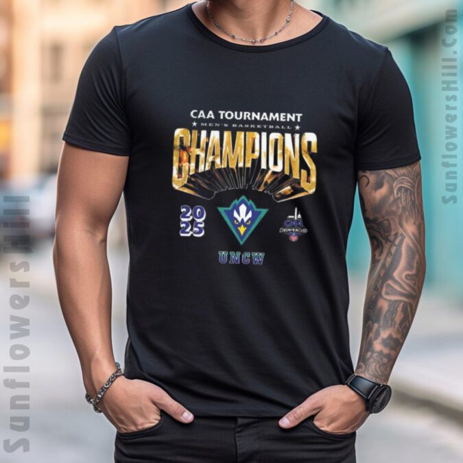 UNC Wilmington Seahawks 2025 CAA Champions T-Shirt - Official Retro Vintage Basketball Tee