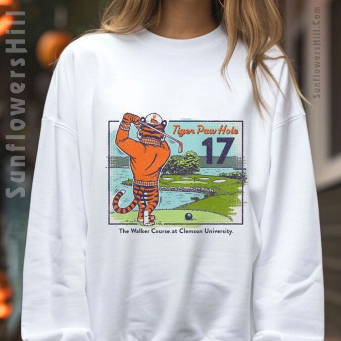Clemson Tigers Tiger Paw Golf Course Painting Shirt - The Walker Course at Clemson University Design