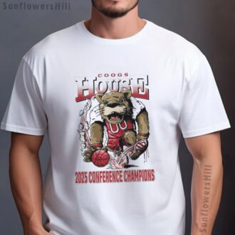 Houston Cougars 2025 Conference Champions T-Shirt - Official Coogs House Mascot Artwork