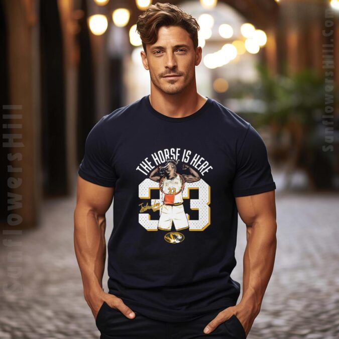 Josh Gray Missouri Tigers Basketball 2025 T-Shirt - The Horse Is Here, No. 33, Signature Art