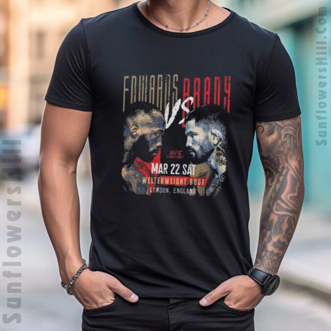 Leon Edwards vs. Sean Brady UFC 2025 Graphic Tee - Fight Night London, March 22, Official Merch