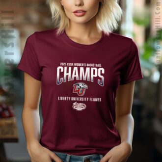 Liberty University Flames C-USA Women’s Basketball Champions 2025 Official T-shirt - Perfect for Fans