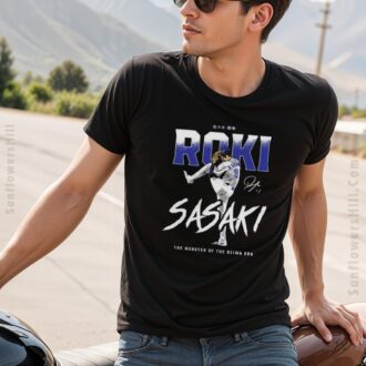 Los Angeles Dodgers Roki Sasaki MLB Baseball 2025 T-shirt - Monster of the Reiwa Era Signature Painting