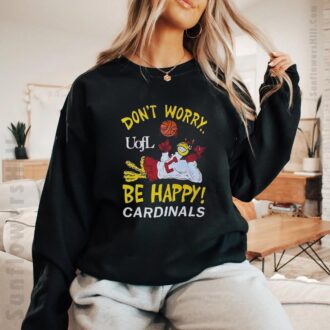 Louisville Cardinals UofL 2025 Basketball Mascot T-Shirt - Don’t Worry Be Happy Design