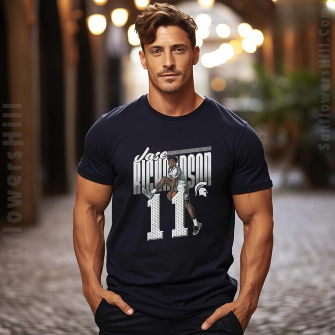 Michigan State Spartans Basketball T-Shirt - Jase Richardson #11 Forest Art Design