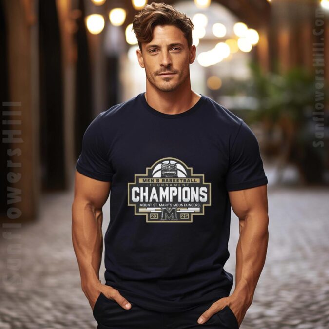 Mount St. Mary’s Mountaineers NCAA MAAC 2025 Basketball Champions T-Shirt - Men's Tournament Winner