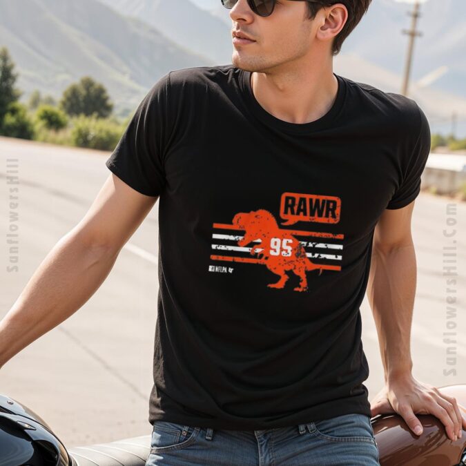 Myles Garrett Rawr 95 Cleveland Browns NFL T-shirt 2025 - Vintage Graphic Design for Fans