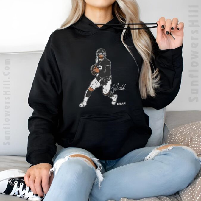 NFL Justin Fields New York Jets 2025 Signature T-shirt - Superstar Pose for Fans
