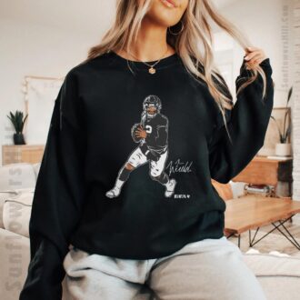NFL Justin Fields New York Jets 2025 Signature T-shirt - Superstar Pose for Fans