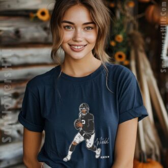 NFL Justin Fields New York Jets 2025 Signature T-shirt - Superstar Pose for Fans