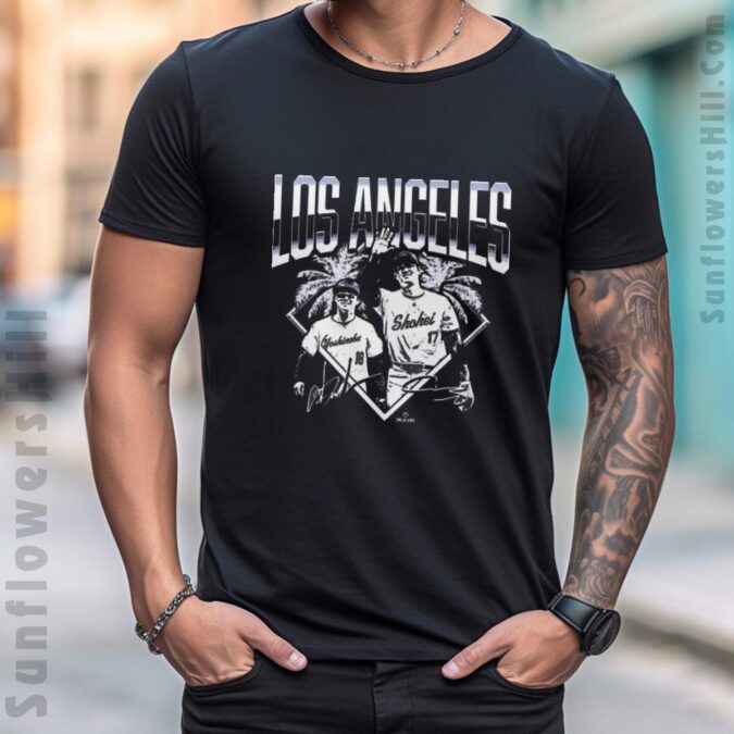 Shohei Ohtani & Yoshinobu Yamamoto Dodgers 2025 MLBPA Signature T-Shirt - Japanese Baseball Stars