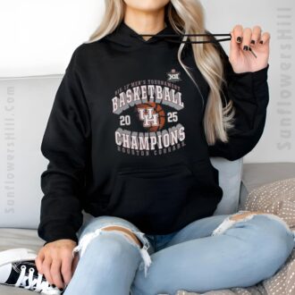 Shop Official Houston Cougars NCAA Big 12 Basketball Champions 2025 T-Shirt - Perfect for Fans
